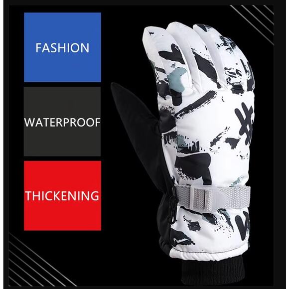 Winter Snowboard Ski Gloves Unisex PU Leather Non-slip Touch Screen Mittens Warm - Picture 3 of 9